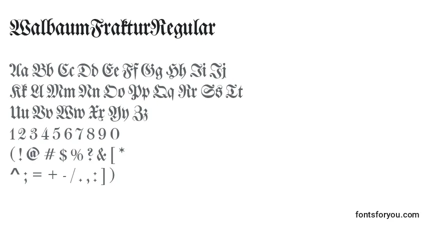 A fonte WalbaumFrakturRegular – alfabeto, números, caracteres especiais