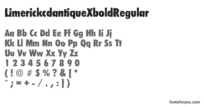 LimerickcdantiqueXboldRegularフォント–アルファベット、数字、特殊文字