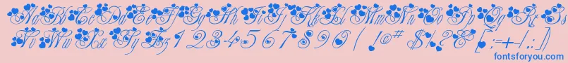 Fancyheartscript-Schriftart – Blaue Schriften auf rosa Hintergrund