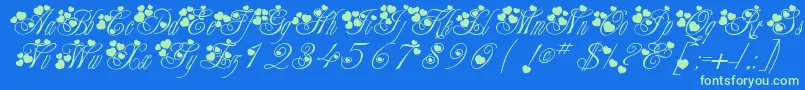 Fancyheartscript Font – Green Fonts on Blue Background