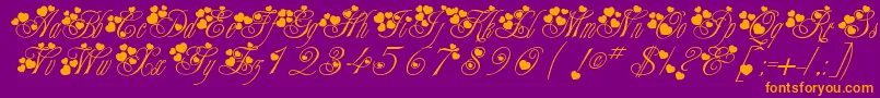 Fancyheartscript Font – Orange Fonts on Purple Background