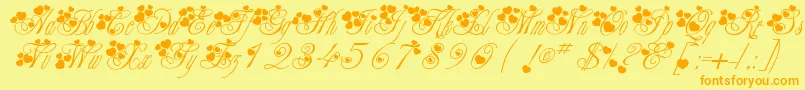 Fancyheartscript Font – Orange Fonts on Yellow Background