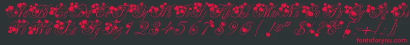 Lisätietoja Fancyheartscript-fontista Fancyheartscript-fontti – punaiset fontit mustalla taustalla