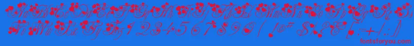 Fonte Fancyheartscript – fontes vermelhas em um fundo azul