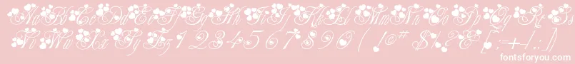 Fancyheartscript-Schriftart – Weiße Schriften auf rosa Hintergrund