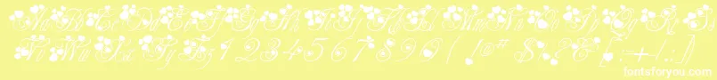 Fonte Fancyheartscript – fontes brancas em um fundo amarelo