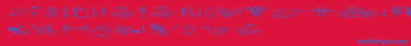 Aprendizcaligrafico-Schriftart – Blaue Schriften auf rotem Hintergrund
