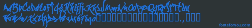 Kgraftrial Font – Blue Fonts on Black Background