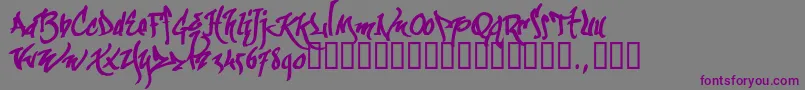 フォントKgraftrial – 紫色のフォント、灰色の背景