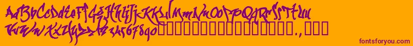 Kgraftrial-fontti – violetit fontit oranssilla taustalla