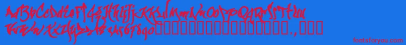Kgraftrial Font – Red Fonts on Blue Background