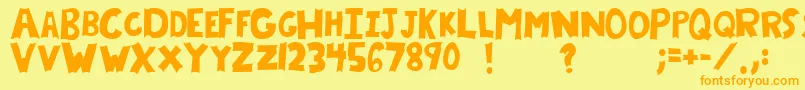 フォントChryf – オレンジの文字が黄色の背景にあります。