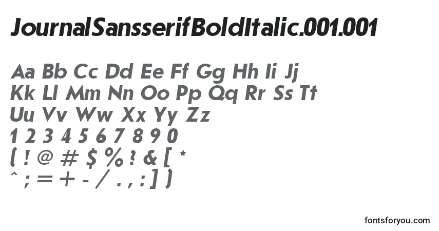 A fonte JournalSansserifBoldItalic.001.001 – alfabeto, números, caracteres especiais