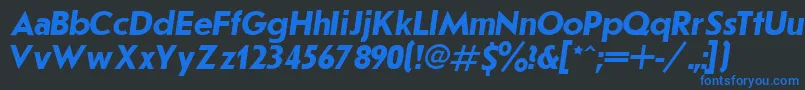 Шрифт JournalSansserifBoldItalic.001.001 – синие шрифты на чёрном фоне