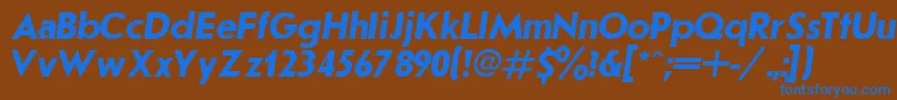 Czcionka JournalSansserifBoldItalic.001.001 – niebieskie czcionki na brązowym tle