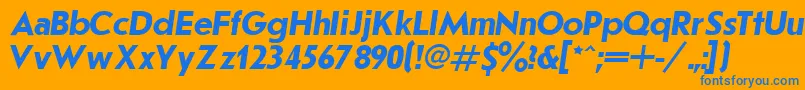Czcionka JournalSansserifBoldItalic.001.001 – niebieskie czcionki na pomarańczowym tle