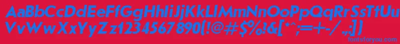 JournalSansserifBoldItalic.001.001-fontti – siniset fontit punaisella taustalla