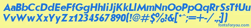 フォントJournalSansserifBoldItalic.001.001 – 青い文字が黄色の背景にあります。