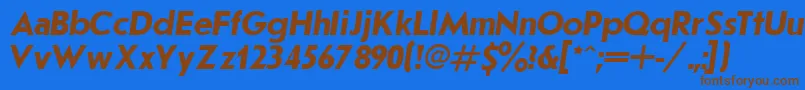 JournalSansserifBoldItalic.001.001-fontti – ruskeat fontit sinisellä taustalla