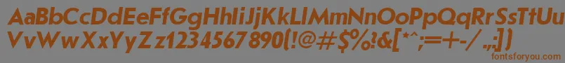 フォントJournalSansserifBoldItalic.001.001 – 茶色の文字が灰色の背景にあります。