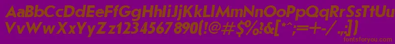 JournalSansserifBoldItalic.001.001-fontti – ruskeat fontit violetilla taustalla