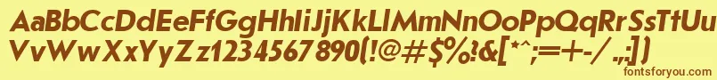 JournalSansserifBoldItalic.001.001-fontti – ruskeat fontit keltaisella taustalla