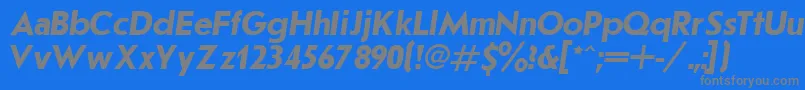 JournalSansserifBoldItalic.001.001-fontti – harmaat kirjasimet sinisellä taustalla