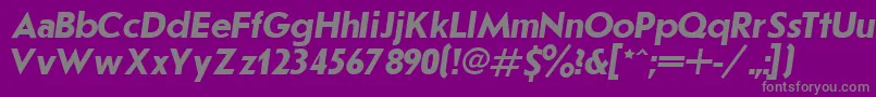Czcionka JournalSansserifBoldItalic.001.001 – szare czcionki na fioletowym tle