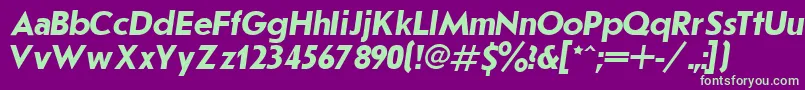 フォントJournalSansserifBoldItalic.001.001 – 紫の背景に緑のフォント