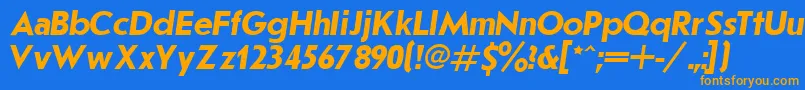 Czcionka JournalSansserifBoldItalic.001.001 – pomarańczowe czcionki na niebieskim tle