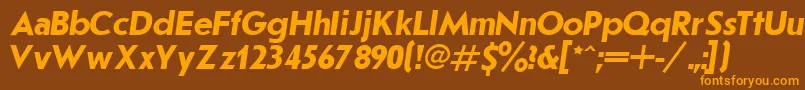 JournalSansserifBoldItalic.001.001-fontti – oranssit fontit ruskealla taustalla