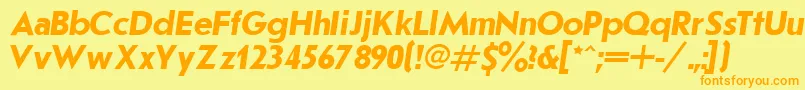 JournalSansserifBoldItalic.001.001-fontti – oranssit fontit keltaisella taustalla