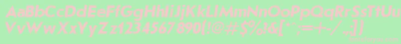 JournalSansserifBoldItalic.001.001-fontti – vaaleanpunaiset fontit vihreällä taustalla