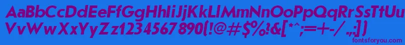 Czcionka JournalSansserifBoldItalic.001.001 – fioletowe czcionki na niebieskim tle