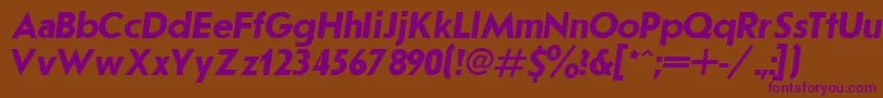 JournalSansserifBoldItalic.001.001-fontti – violetit fontit ruskealla taustalla