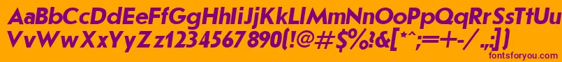 JournalSansserifBoldItalic.001.001-fontti – violetit fontit oranssilla taustalla