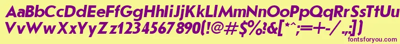 Czcionka JournalSansserifBoldItalic.001.001 – fioletowe czcionki na żółtym tle
