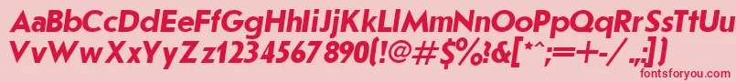 JournalSansserifBoldItalic.001.001-fontti – punaiset fontit vaaleanpunaisella taustalla
