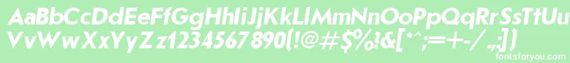 Шрифт JournalSansserifBoldItalic.001.001 – белые шрифты на зелёном фоне