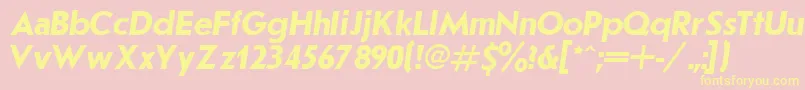 JournalSansserifBoldItalic.001.001-fontti – keltaiset fontit vaaleanpunaisella taustalla
