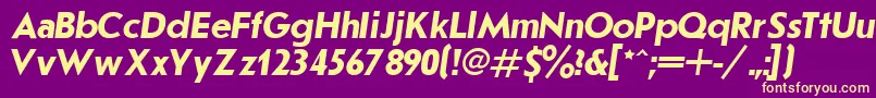 Шрифт JournalSansserifBoldItalic.001.001 – жёлтые шрифты на фиолетовом фоне
