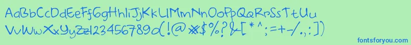 フォントDearHandDemo – 青い文字は緑の背景です。