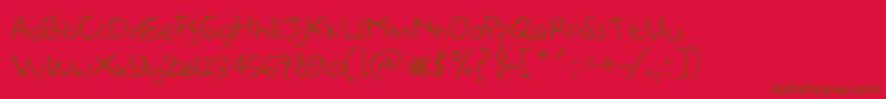 DearHandDemo-fontti – ruskeat fontit punaisella taustalla