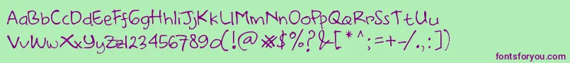 DearHandDemo Font – Purple Fonts on Green Background