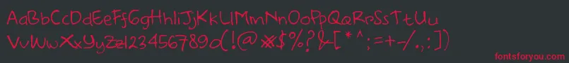 フォントDearHandDemo – 黒い背景に赤い文字