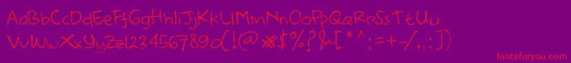 Czcionka DearHandDemo – czerwone czcionki na fioletowym tle