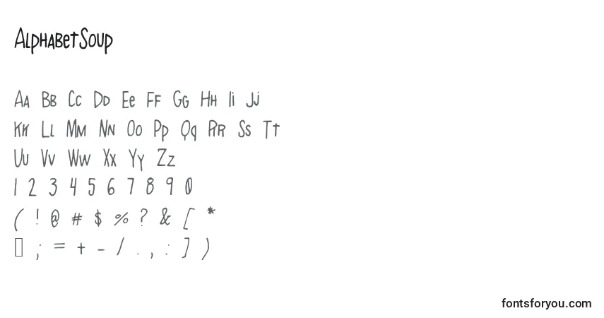 Fuente AlphabetSoup - alfabeto, números, caracteres especiales
