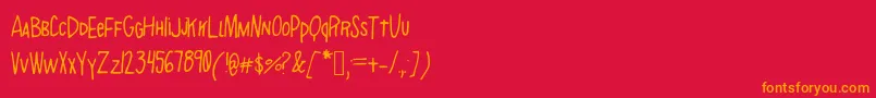 フォントAlphabetSoup – 赤い背景にオレンジの文字