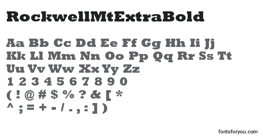 A fonte RockwellMtExtraBold – alfabeto, números, caracteres especiais