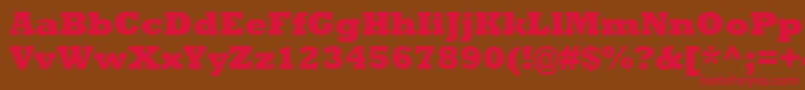 フォントRockwellMtExtraBold – 赤い文字が茶色の背景にあります。